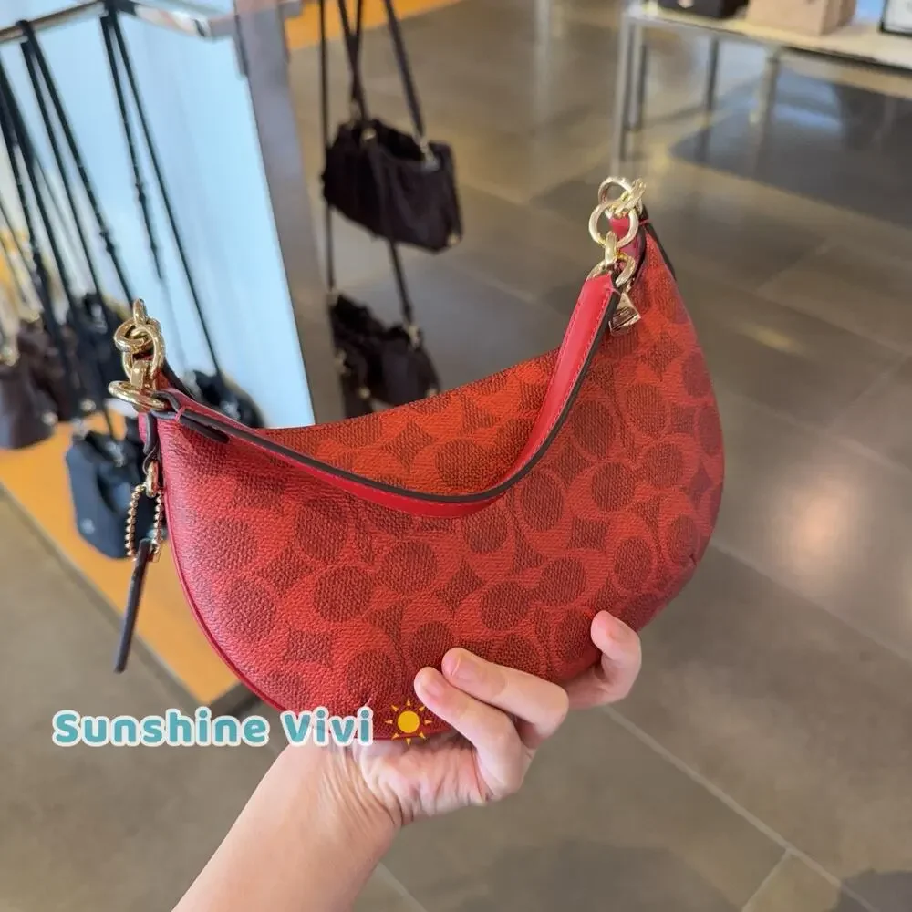 NWT Coach Mini Payton Bag In Signature Canvas CEL06 IM/CRIMSON